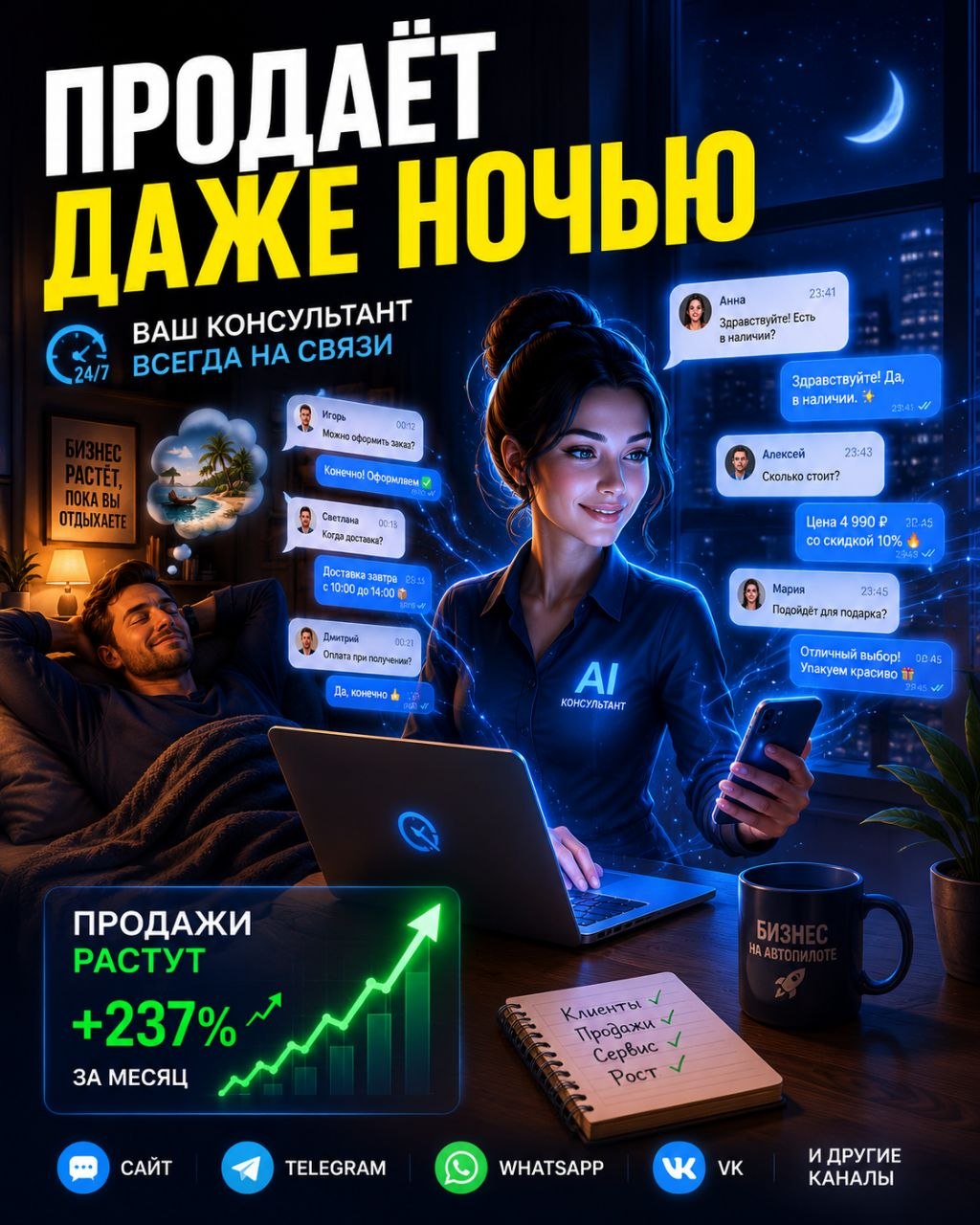 Продаёт даже ночью